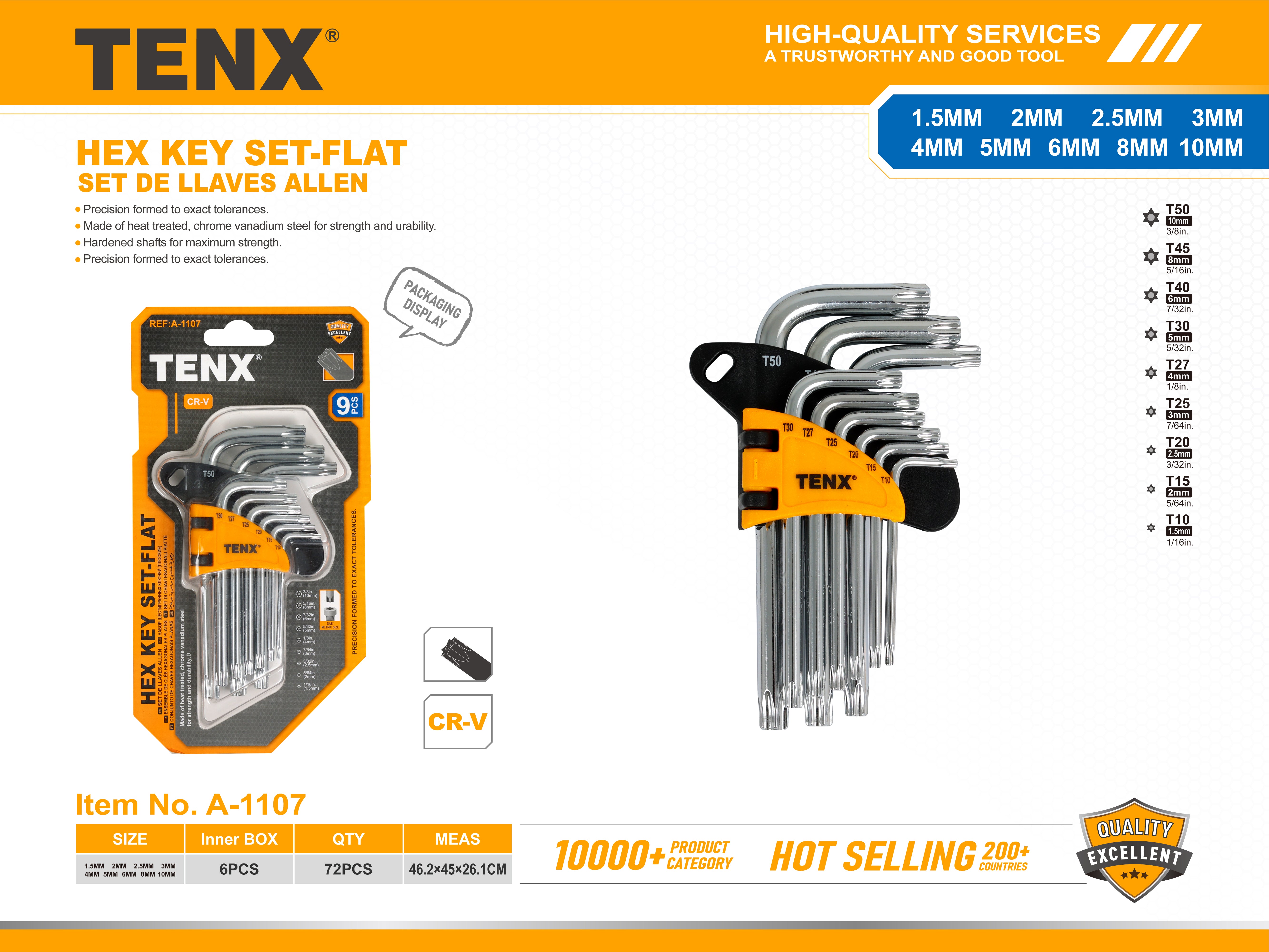 Hex Key Set-Flat – 9PCS
