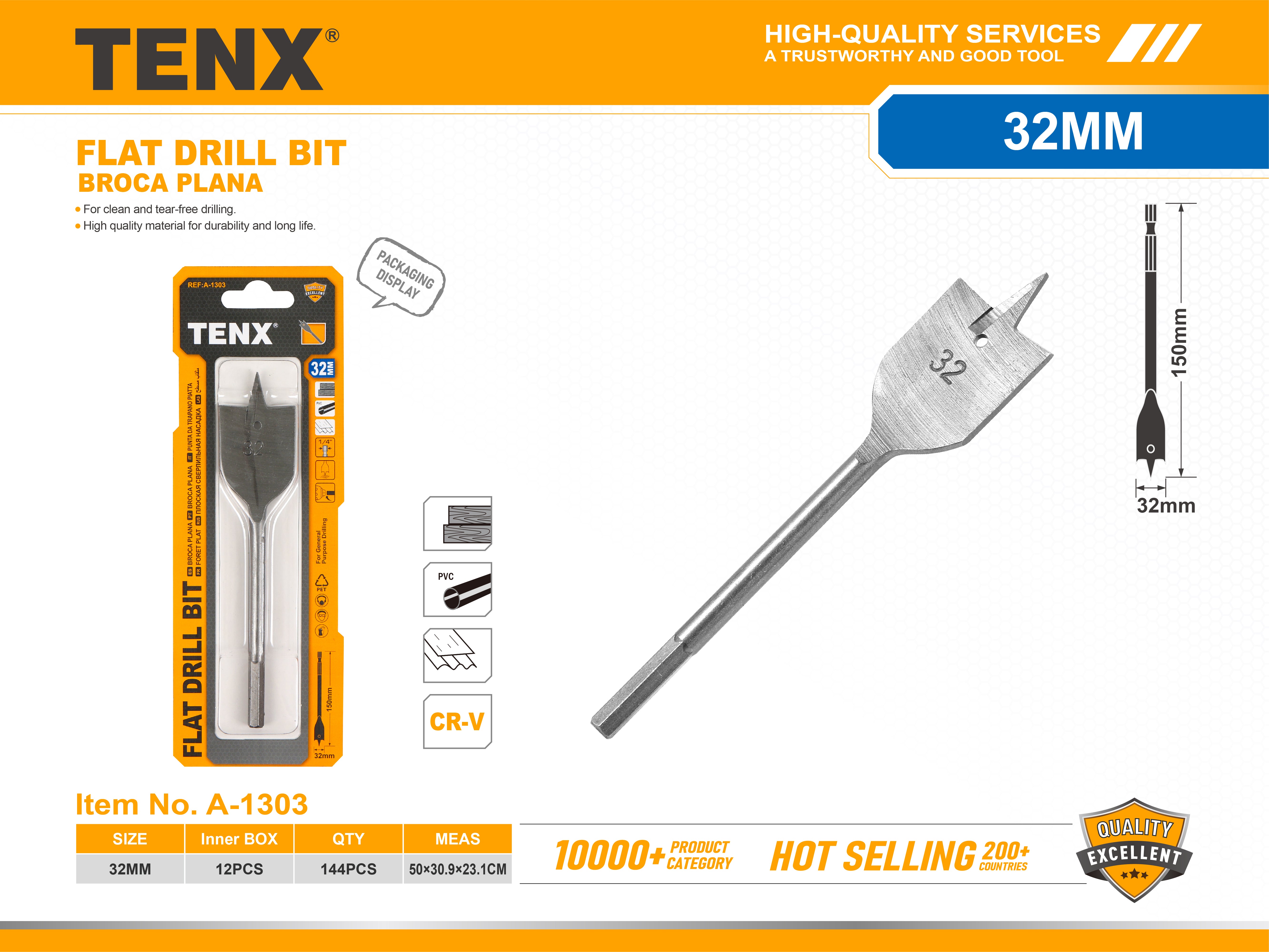 Flat Drill Bit – 32MM