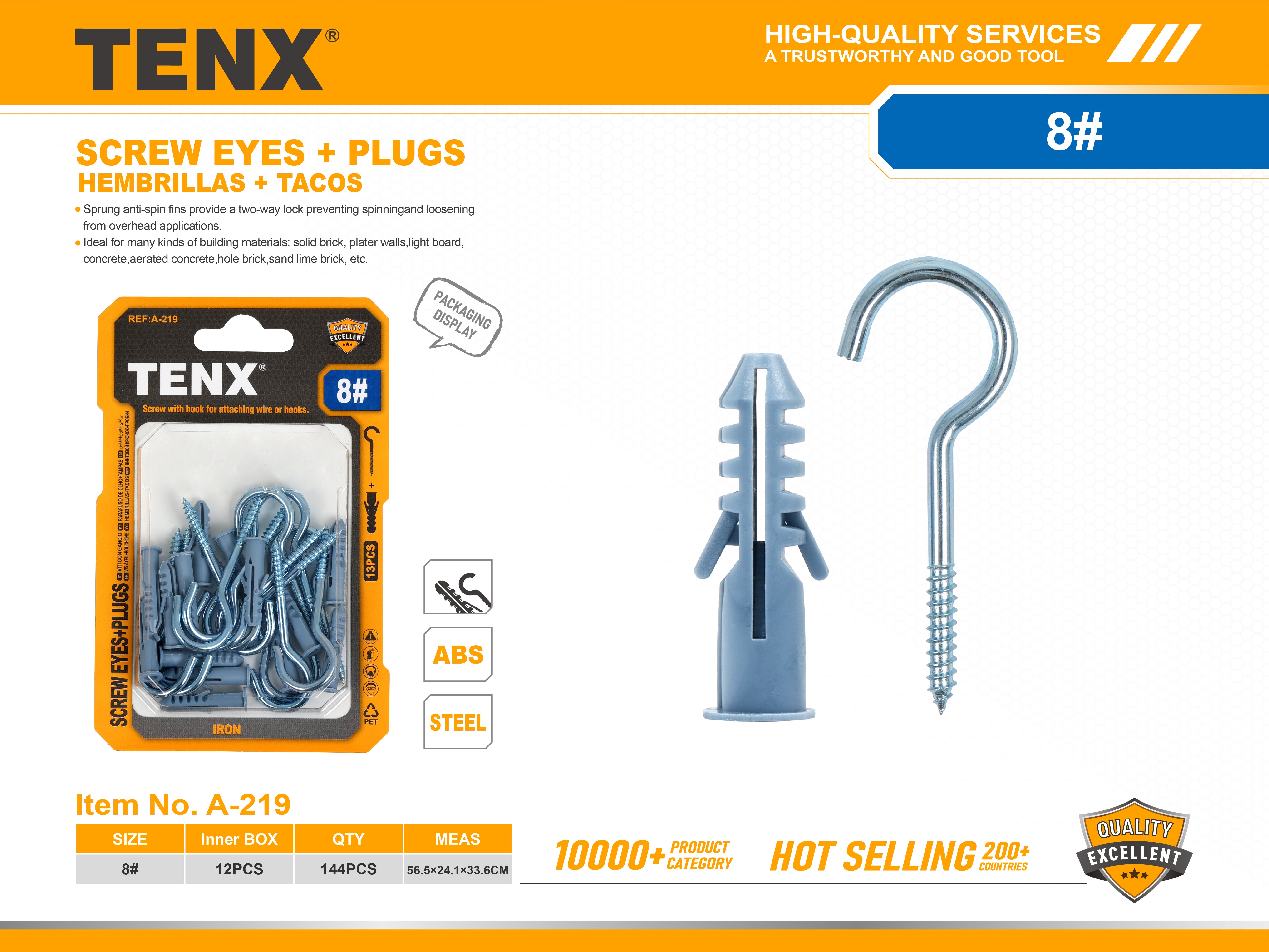 Screw Eyes + Plugs – 8#