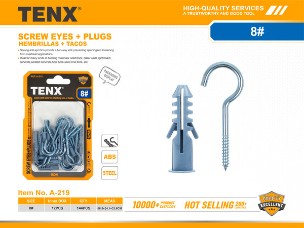 Screw Eyes + Plugs – 8#