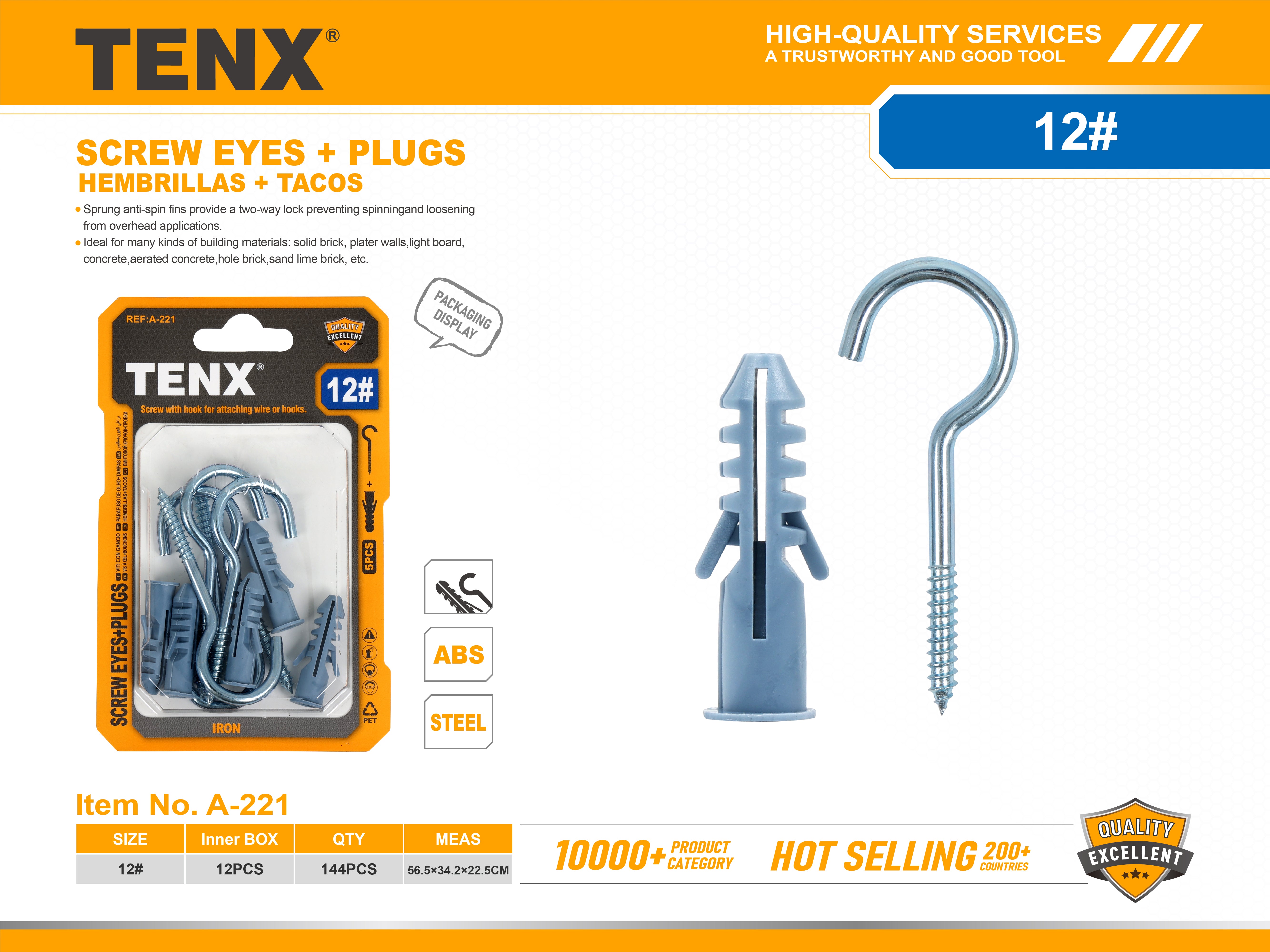 Screw Eyes + Plugs – 12#